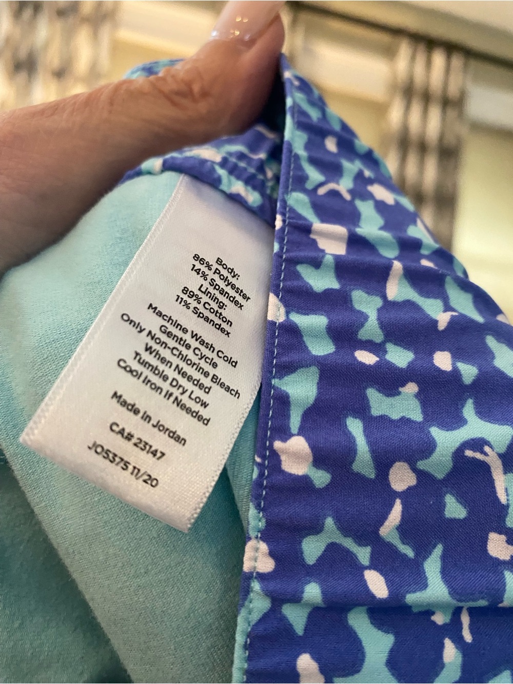 Talbots Blue Floral Print Skort with Mint Accents - Picture 7 of 10